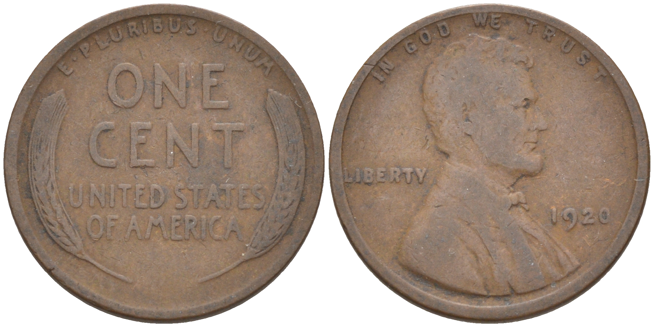 США 1 ЦЕНТ 1920 ЛИНКОЛЬН KM 132 бронза 187-1129