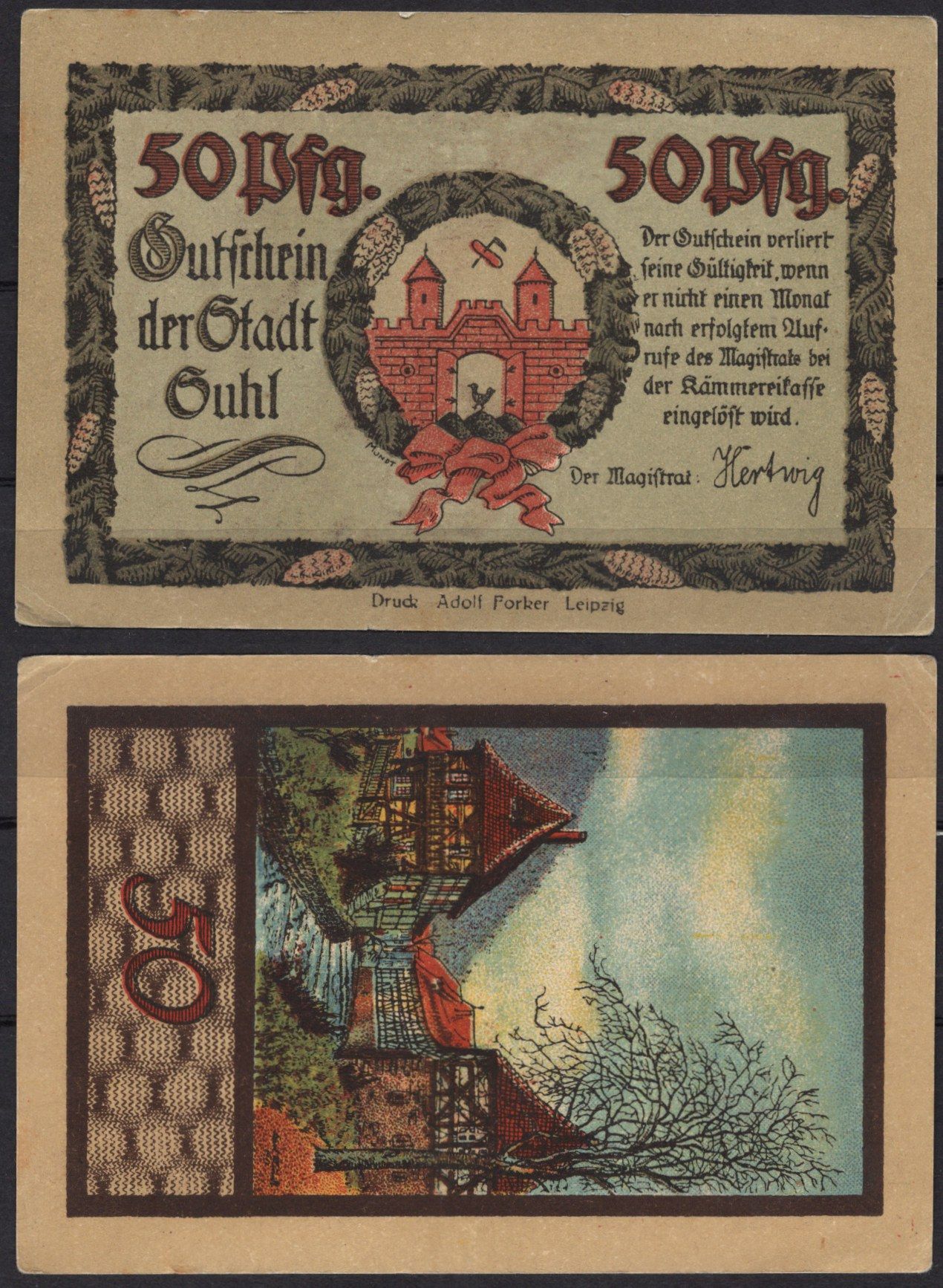 Германия, Зуль 50 пфеннигов ND (1914-1924) нотгельд бумага 7555-43-4-1