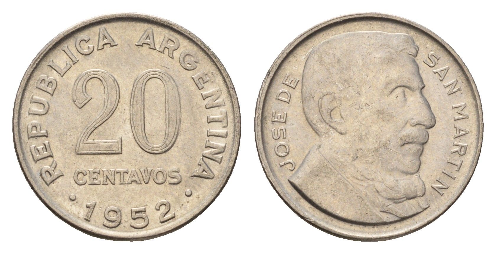 Аргентина 20 сентаво 1952 KM 48 медно-никель 4679-825