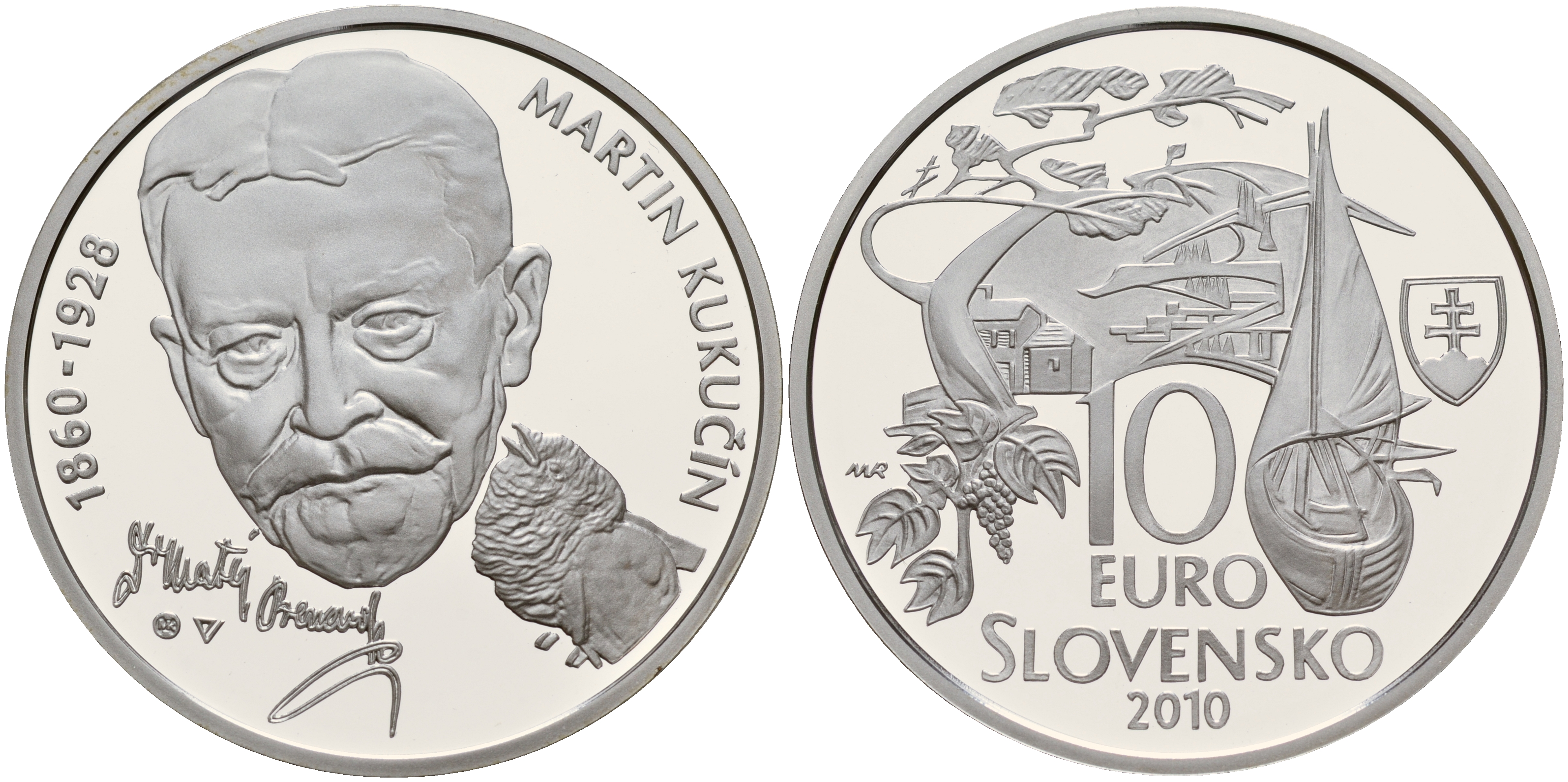 Словакия 10 евро 2010 150 лет со дня рождения Мартина Кукучина (1860-1928), в оригинальной коробке с сертификатом KM 111 серебро PROOF 4-3-4-43