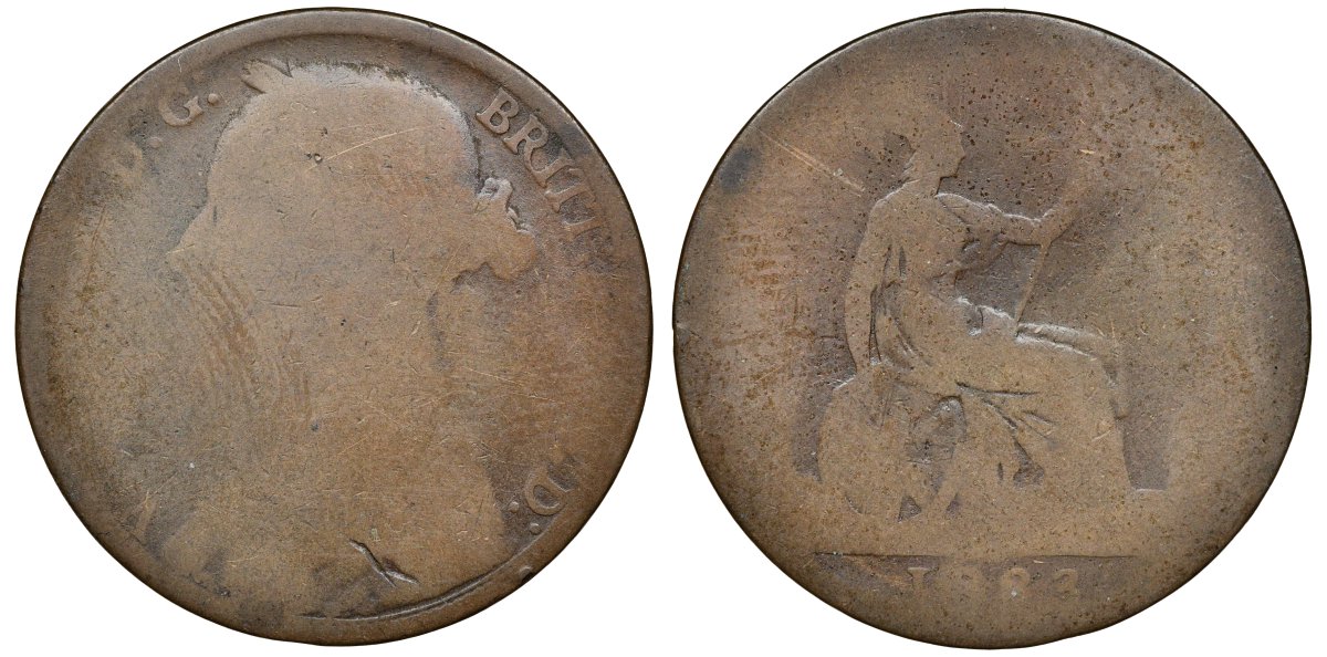 Великобритания 1 пенни 1883 Виктория (1837-1901) KM 755, Spink 3954 бронза 72-427