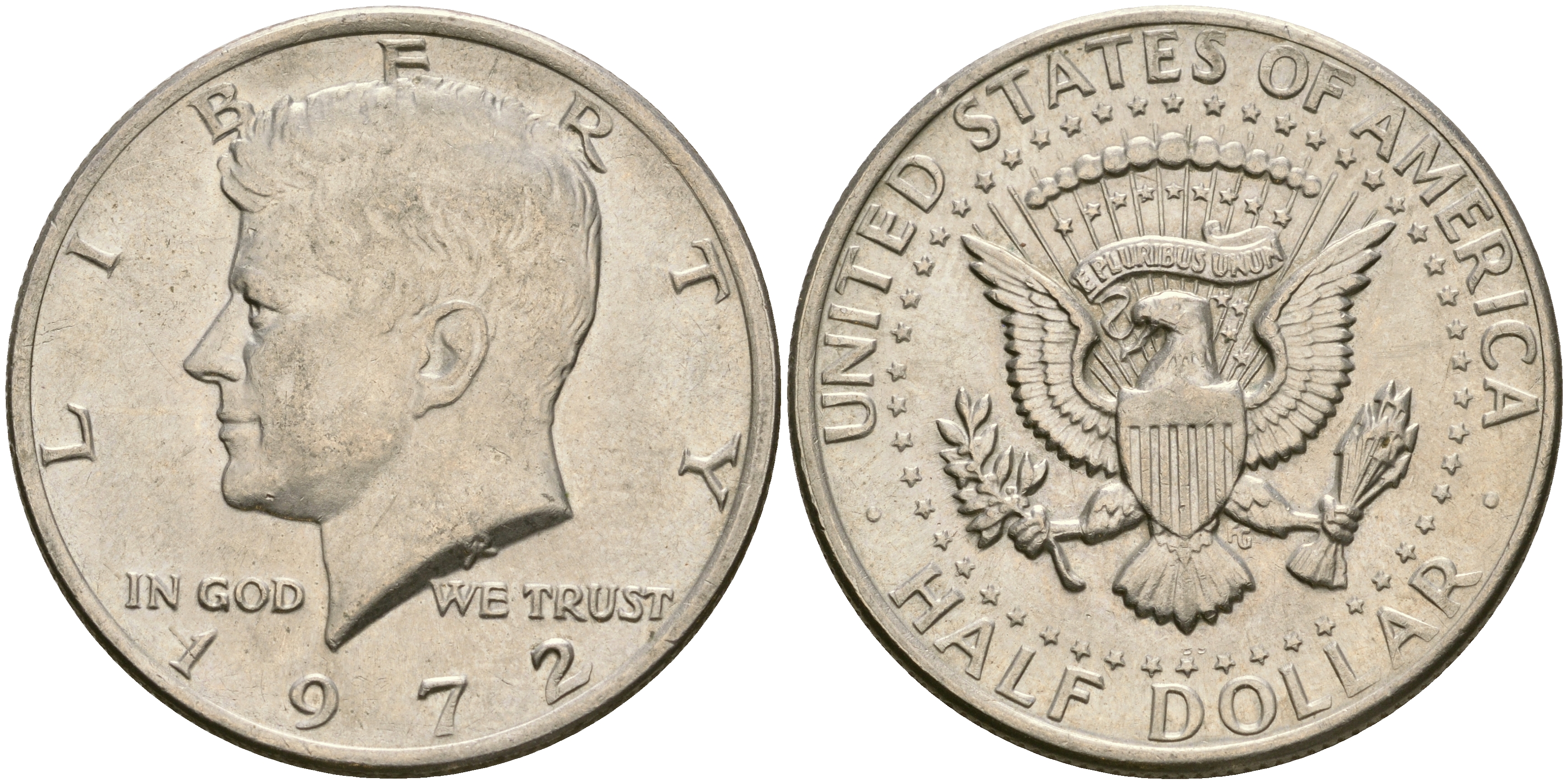 США 1/2 доллара (50 центов) 1972 Джон Кеннеди KM 202b медь плакированная медно-никелем 4364-3832