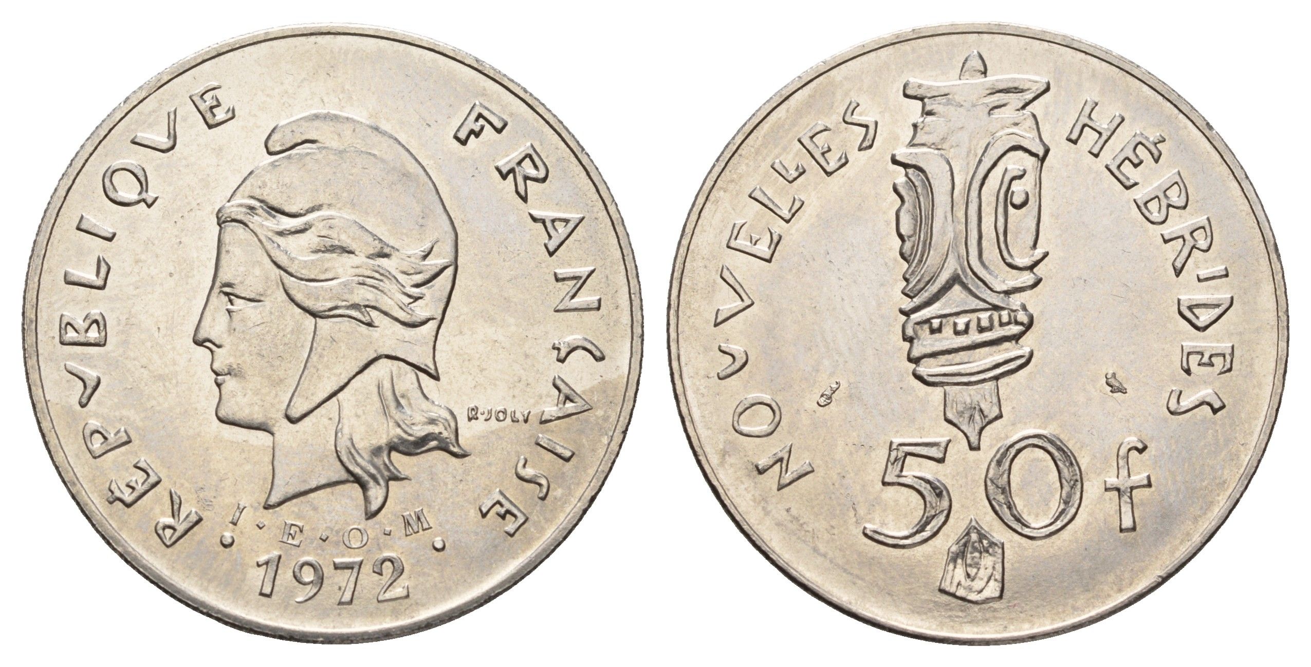 Новые Гебриды 50 франков 1972 год-тип KM 7 никель UNC 4127-2041