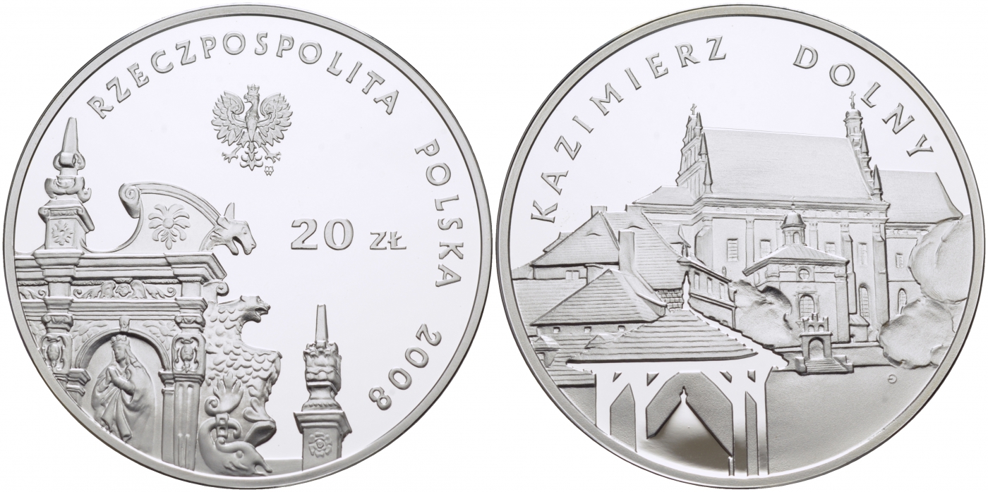 Польша 20 злотых 2008 серия города Польши, Казимеж-Дольны KM 642 серебро PROOF 1077-4-63