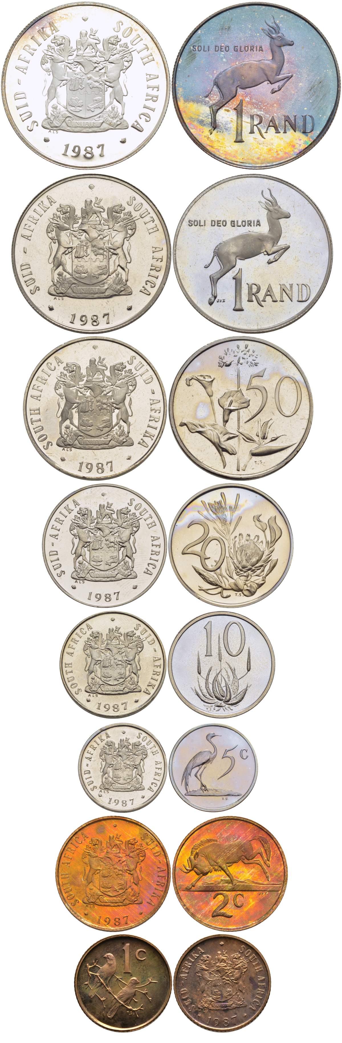 ЮАР государственный набор из 8 монет 1987 в оригинальной коробке, тираж 6781 экз. KM PS 128   PROOF  3-4-1-27