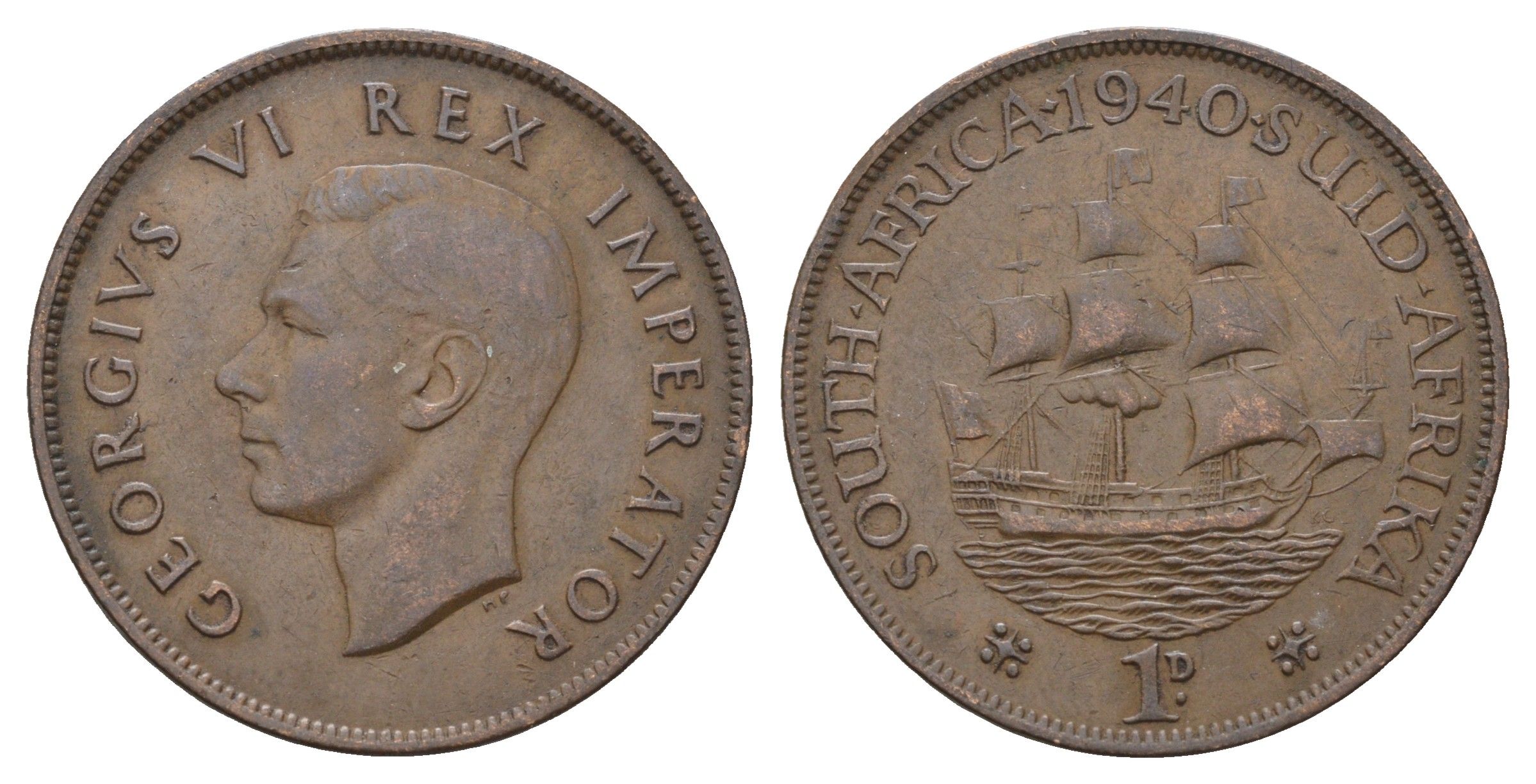 ЮАР 1 пенни 1940 Георг VI (1936-1952) KM 25 бронза 4531-141