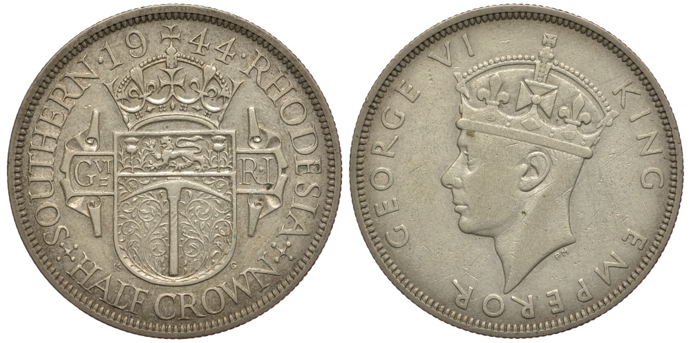 Британская Южная Родезия 1/2 кроны 1944 Георг VI (1936-1952) KM 15 a серебро 5010-712