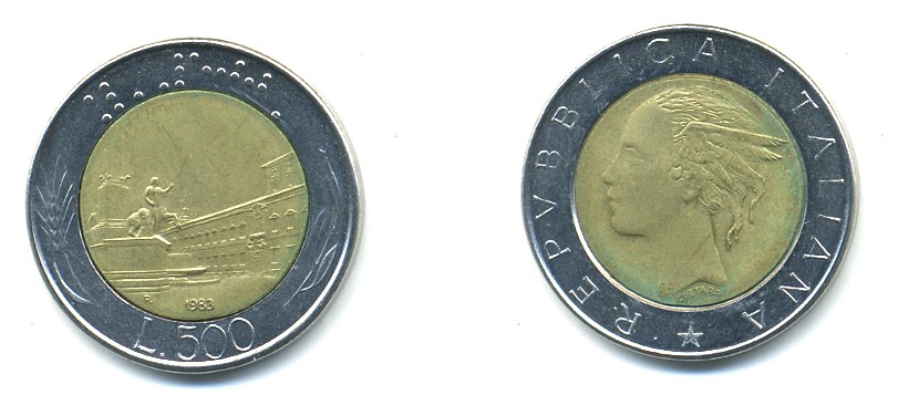 ИТАЛИЯ 500 ЛИР 1983 KM 111 биметалл 4379-421