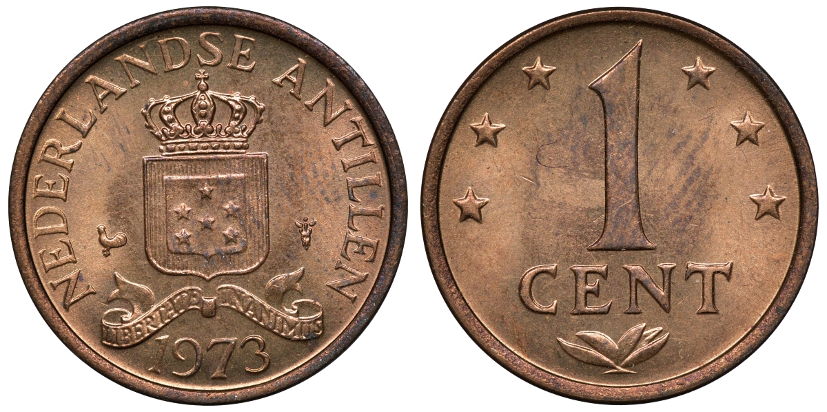 Нидерландские Антилы 1 цент 1973 Юлиана (1948-1980) KM 8 бронза UNC 4118-447