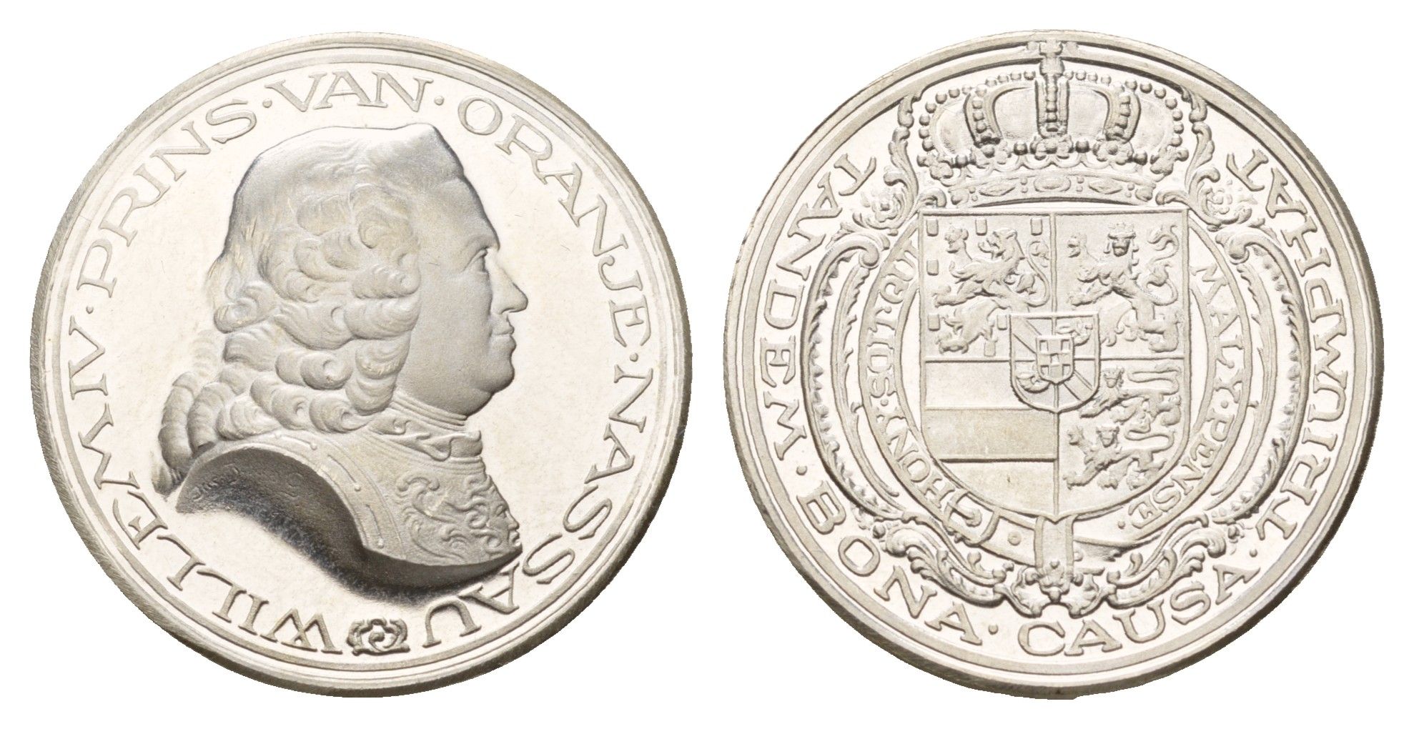 Нидерланды медаль из серии история Нидерландов - Вильгельм IV Оранский - прниц (Штатгальтер) Нидерландов первая половина XX века Tandem bona causa triumphat (Наконец-то доброе дело торжествует), диаметр 25 мм, вес 7,2 гр серебро PROOF 4671-1121