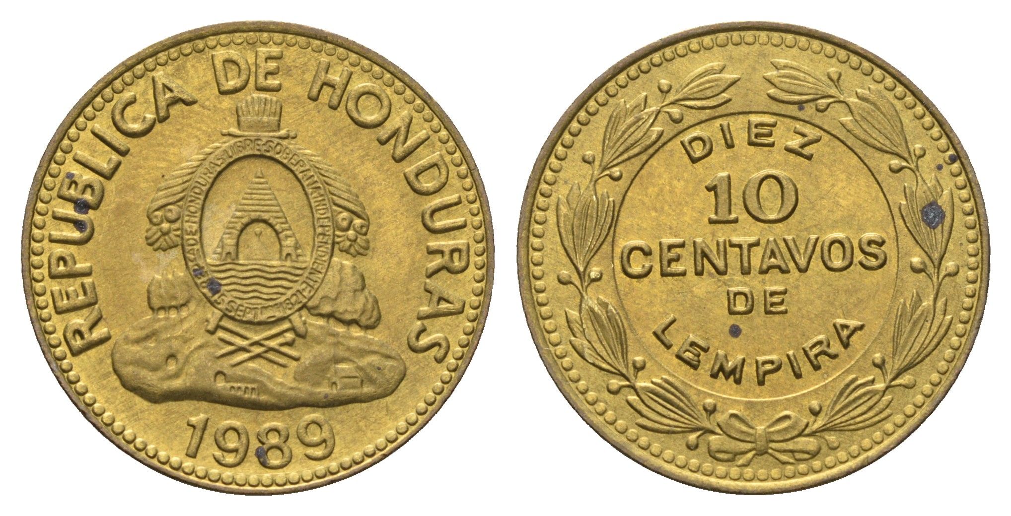 Гондурас 10 сентаво 1989 KM 76.1a латунь UNC 4666-733