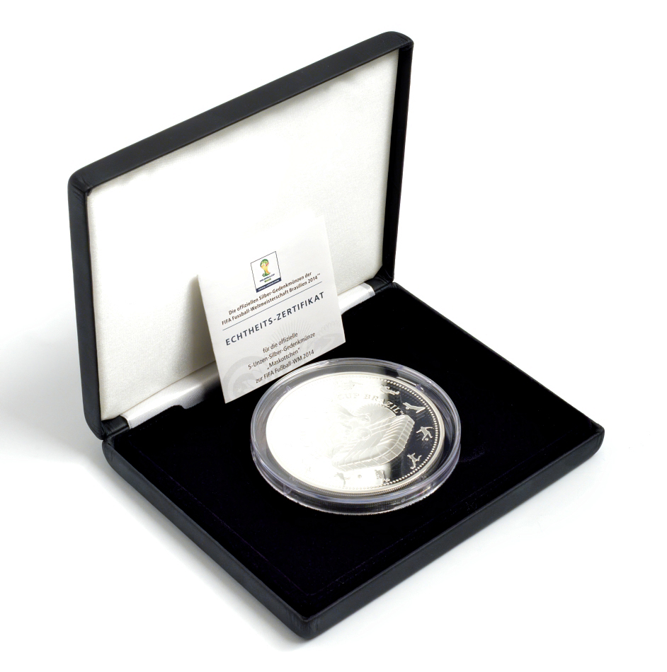 Самоа 25 тала 2014 FIFA, Чемпионат мира по футболу в Бразилии 2014, талисман на поле, 155гр., в оригинальной коробке, с сертификатом KM NEW серебро PROOF 00-000-00