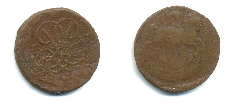 РОССИЯ 1 КОПЕЙКА 1757 медь 61-122