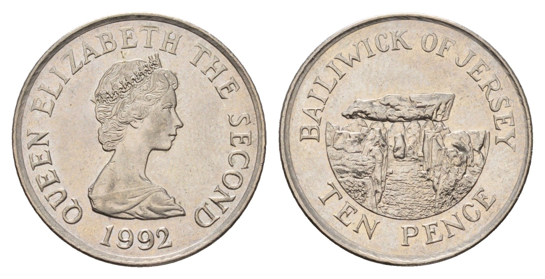 Джерси 10 пенсов 1992 Елизавета II (1952-2022) KM 57.2 медно-никель UNC 4118-433