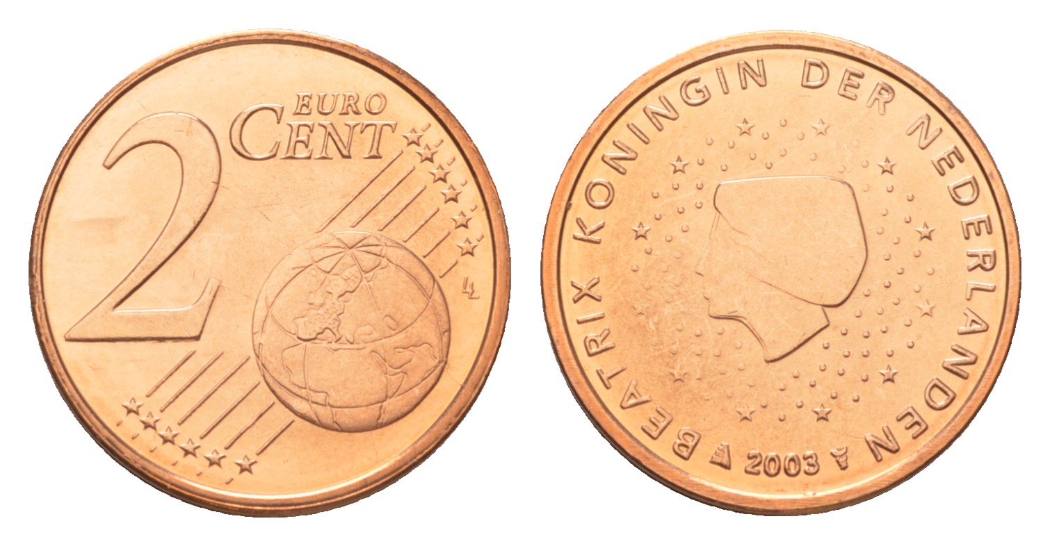 Нидерланды 2 евроцента 2003 Беатрикс (1980-2013), из ролла KM 235 сталь плакированная медью  UNC  M65-05
