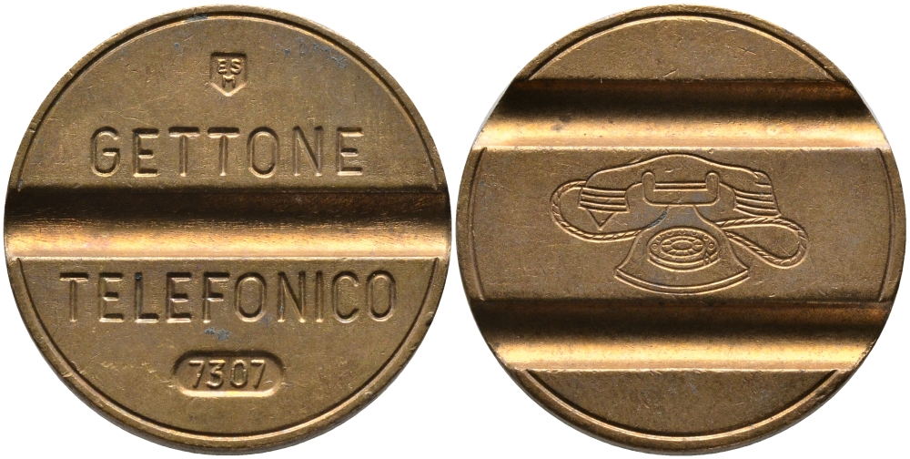 ИТАЛИЯ ТЕЛЕФОННЫЙ ЖЕТОН № 7307, ДИАМЕТР 24,5 ММ. латунь 65-1042