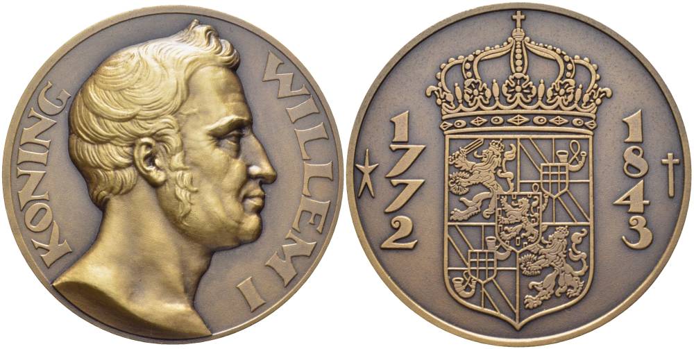 НИДЕРЛАНДЫ МЕДАЛЬ ND КОРОЛЬ НИДЕРЛАНДОВ ВИЛЛЕМ I (1772-1843) ДИАМЕТР 50 ММ. 01-164-41