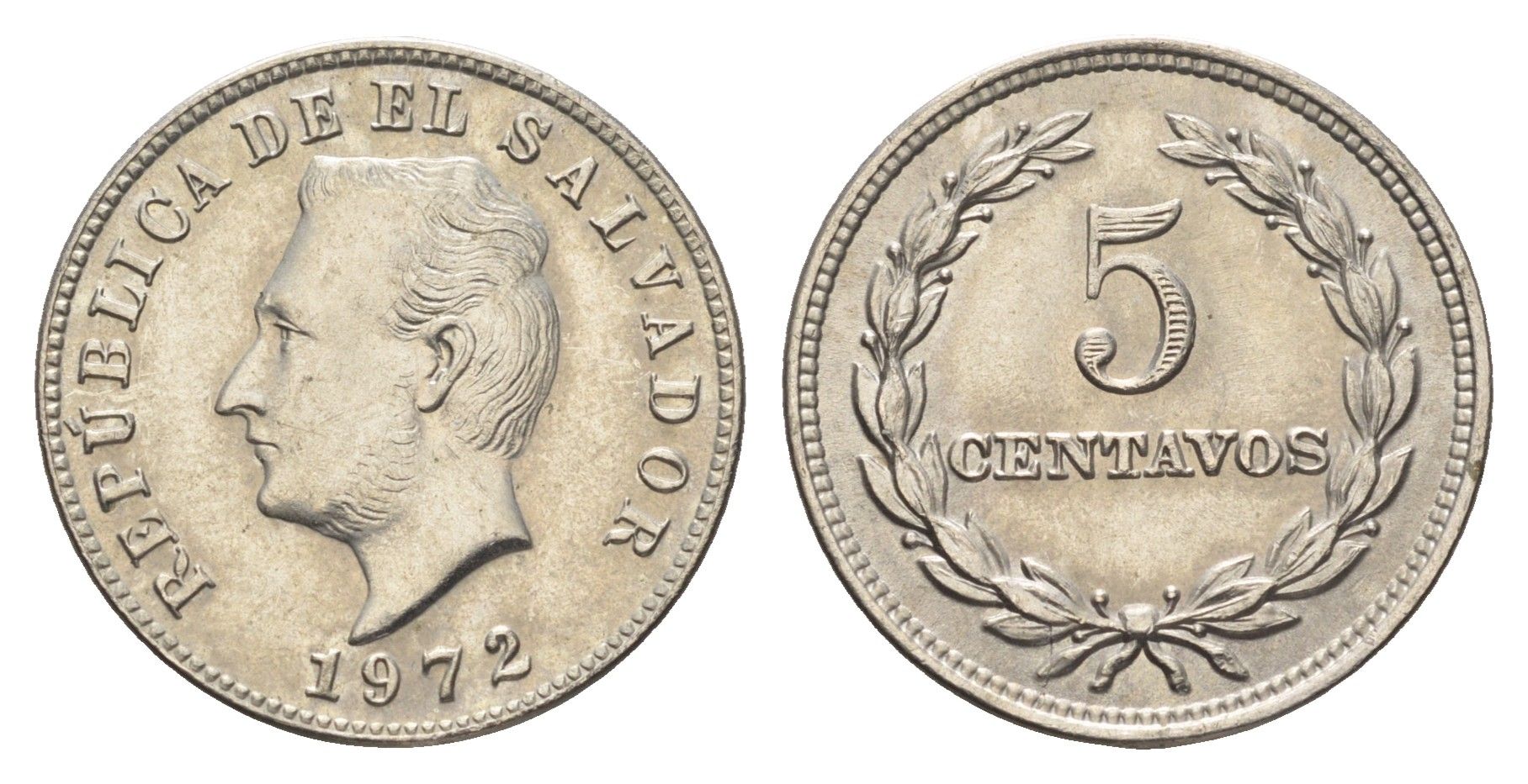 Сальвадор 5 сентаво 1972 KM 134 медно-никель UNC 4666-435