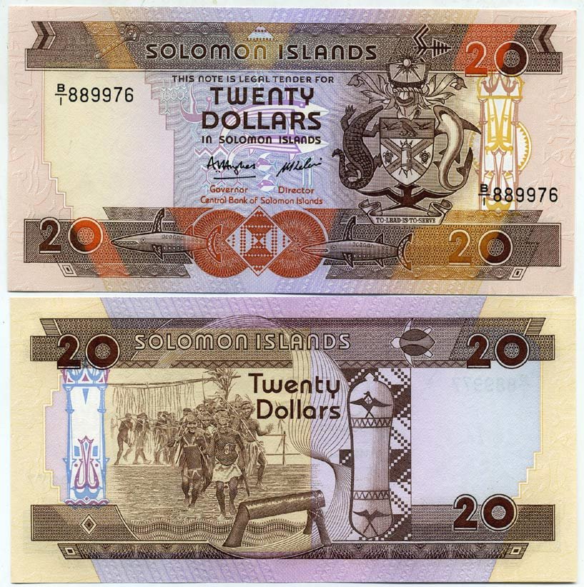 Соломоновы острова 20 долларов 1986 Pick 16 а бумага UNC (пресс) 449-21-3