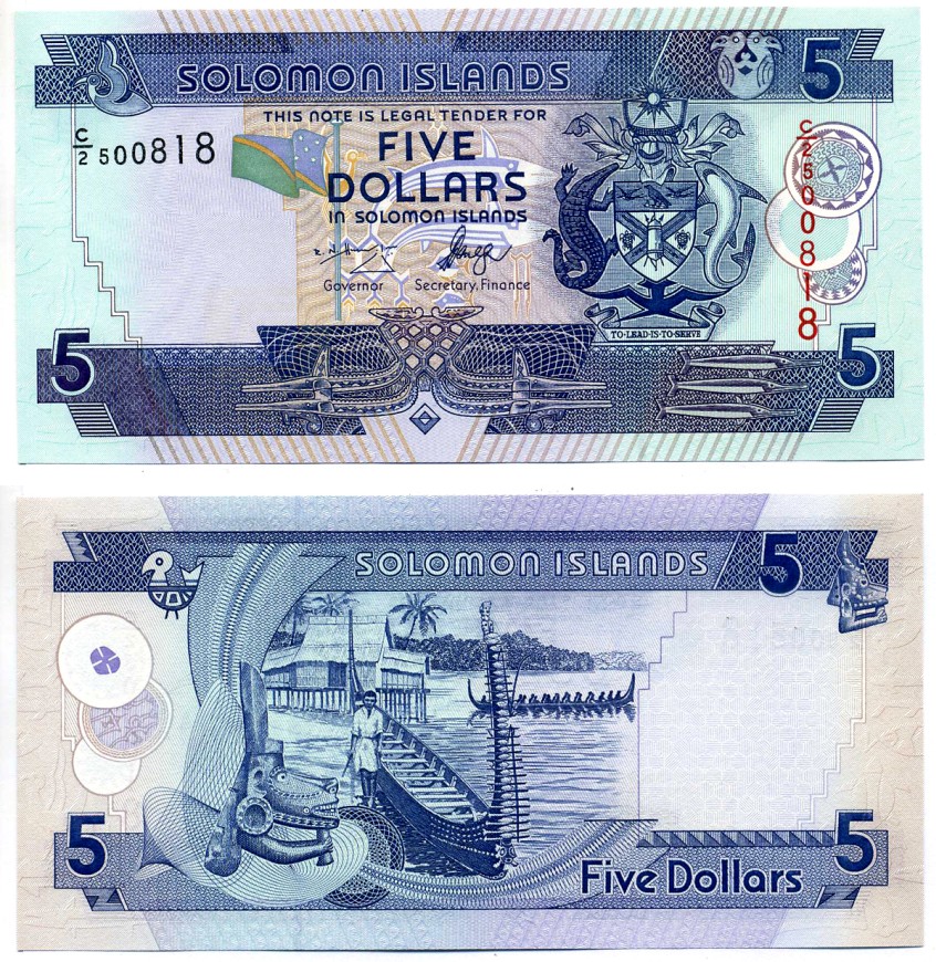 Соломоновы острова 5 долларов 2006 Pick 26(1) бумага UNC (пресс) 7547-15-1-2