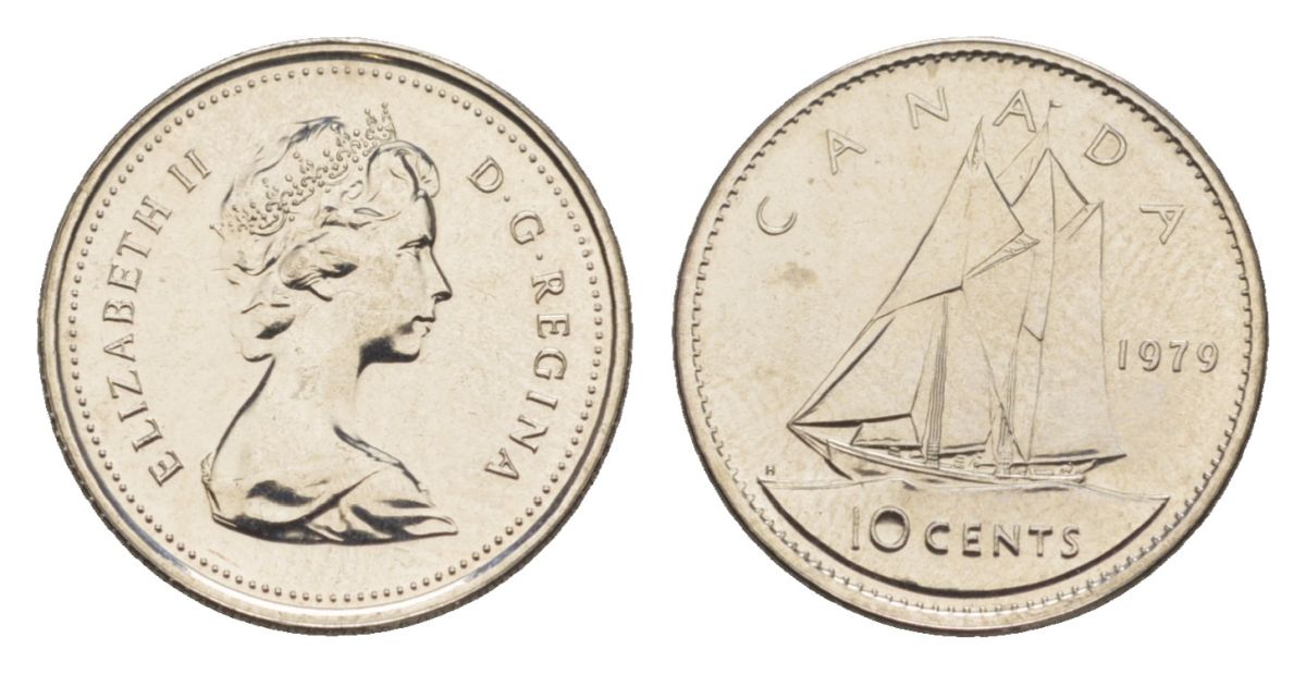 Канада 10 центов 1979 Елизавета II (1952-2022), парусник KM 77 никель PROOF-LIKE (BU) 4630-1015