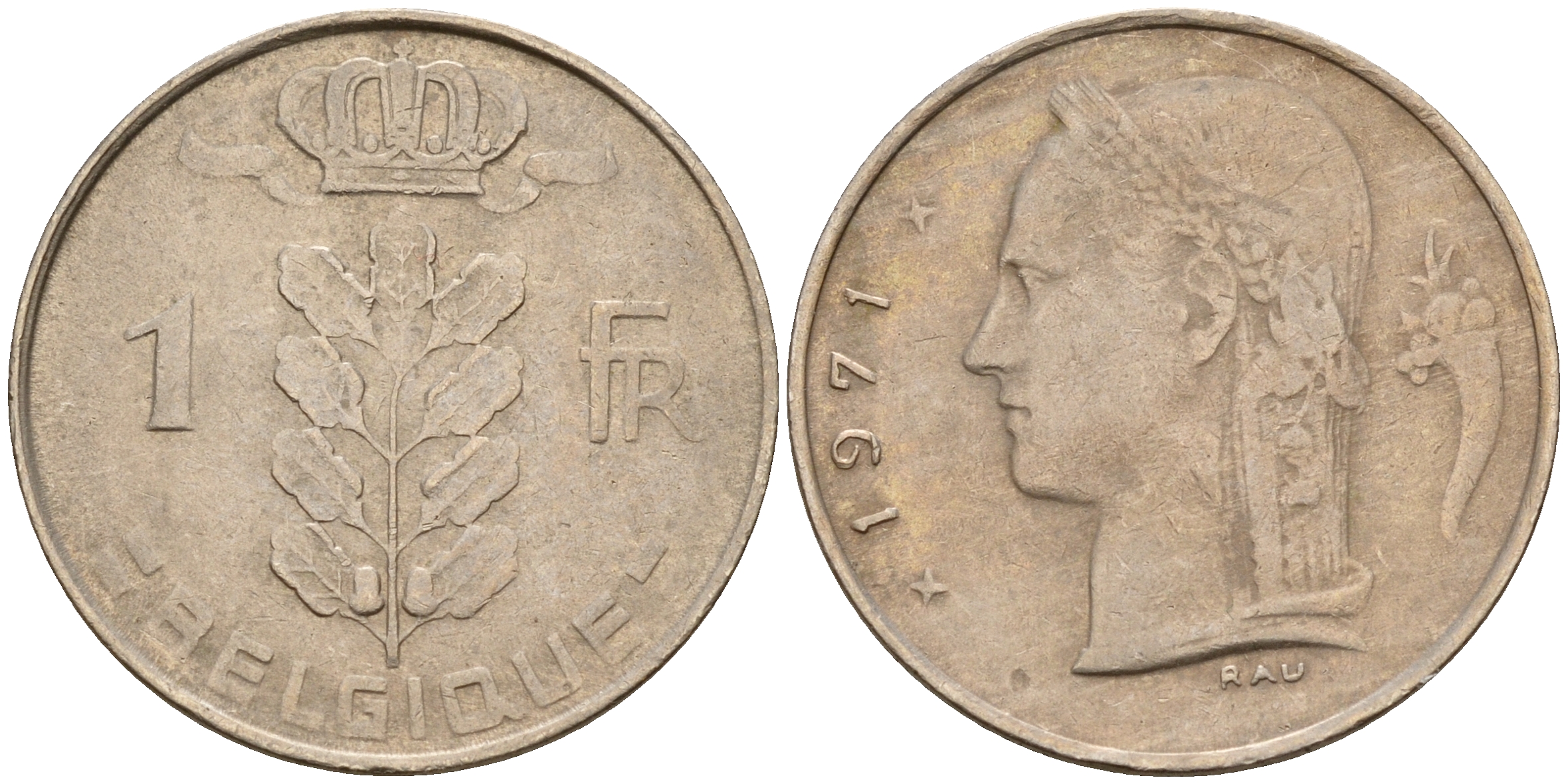 Бельгия 1 франк 1971 Belgique KM 142.1 медно-никель    4161-1247