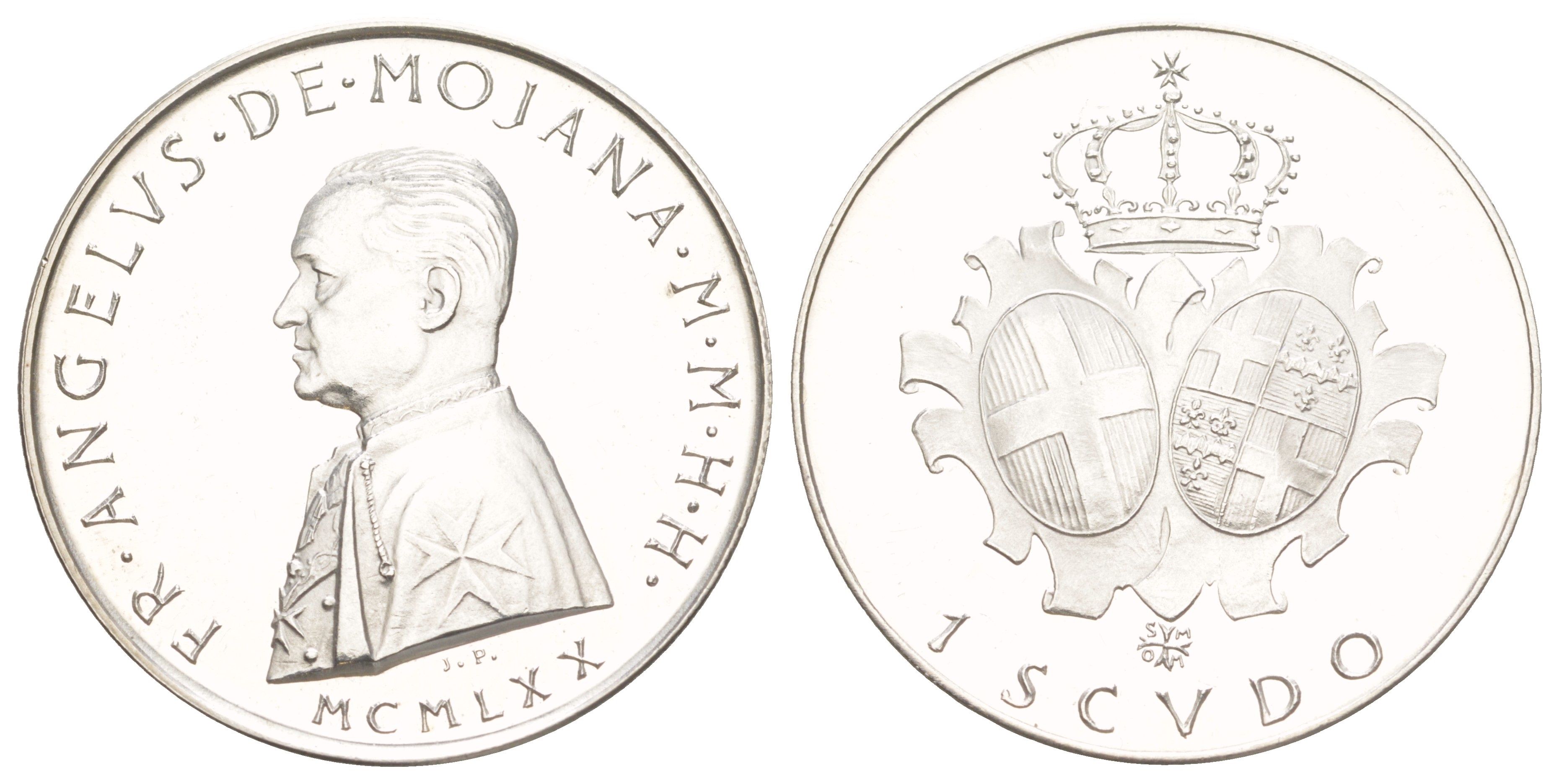 Мальтийский орден 1 скудо 1970 Анджело де Мохана, тираж 3.000 экземпляров X 37 серебро PROOF 441-1524