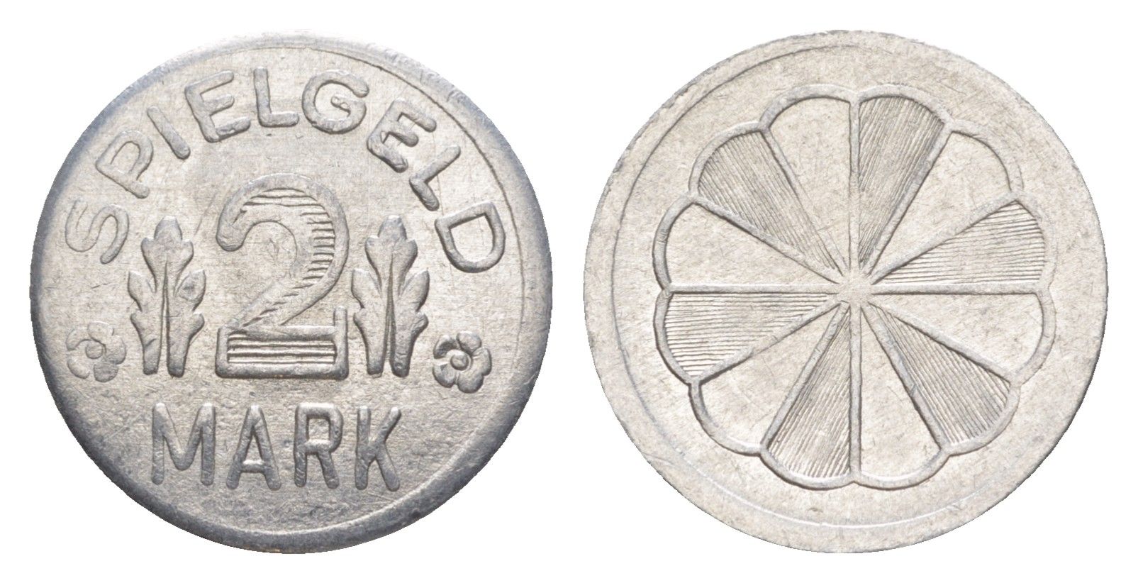 Германия игровой жетон в 2 марки ND разновидность - Ромашка, вес 0,8 гр, диаметр 20 мм алюминий UNC 4639-112
