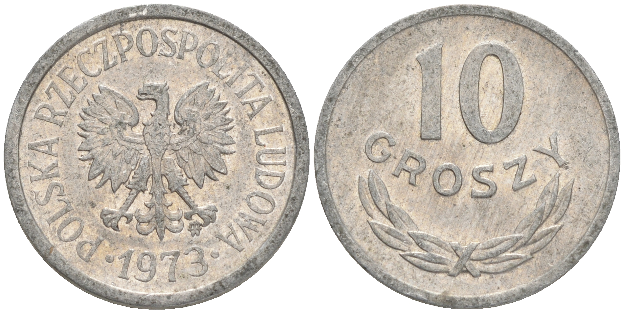 ПОЛЬША 10 ГРОШЕЙ 1973 MW KM АА47 алюминий VF-XF 4528-1267