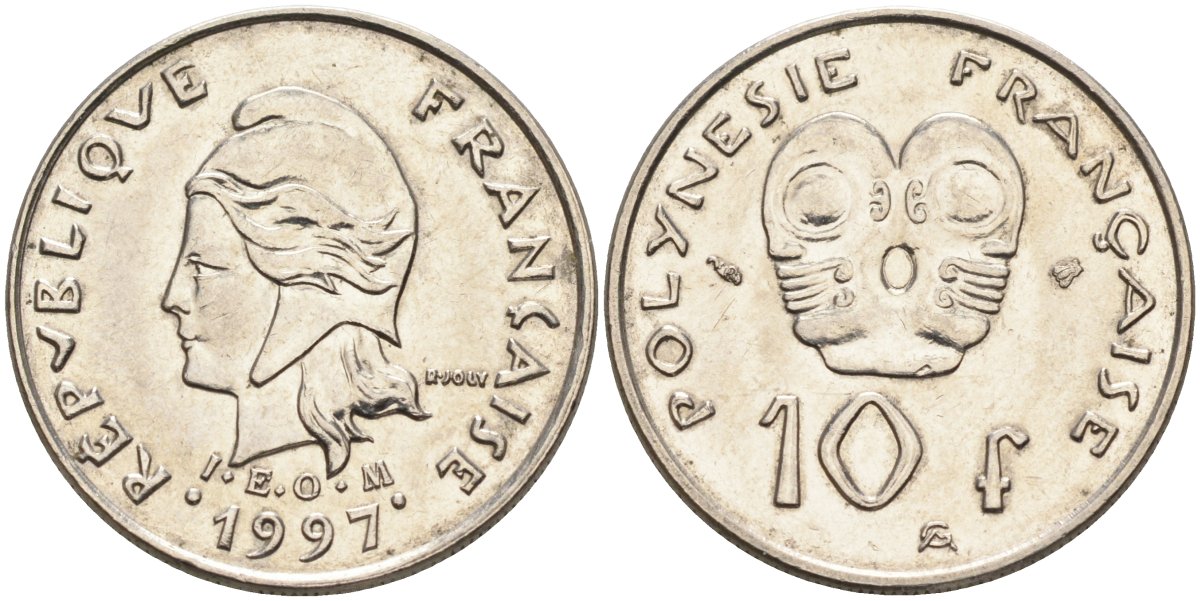 Французская Полинезия 10 франков 1997 KM 8 никель 4126-1123