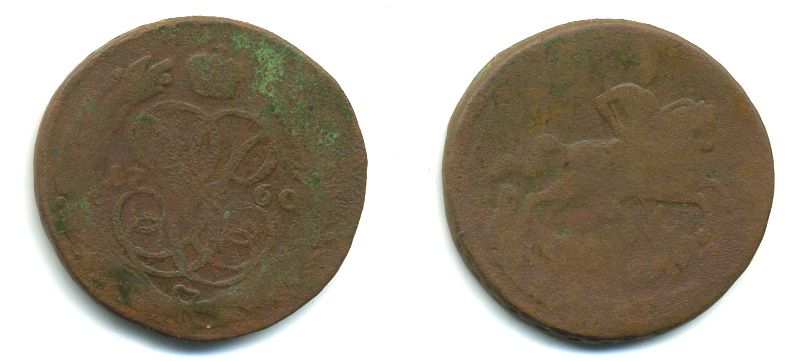 РОССИЯ 1 КОПЕЙКА 1760 медь 61-821