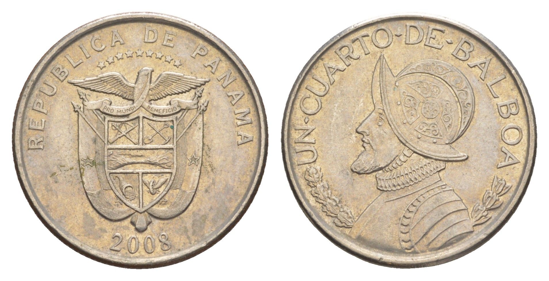 Панама 1/4 бальбоа (25 сентесимо) 2008 KM 128.1 медь плакированная медно-никелем UNC 4646-312