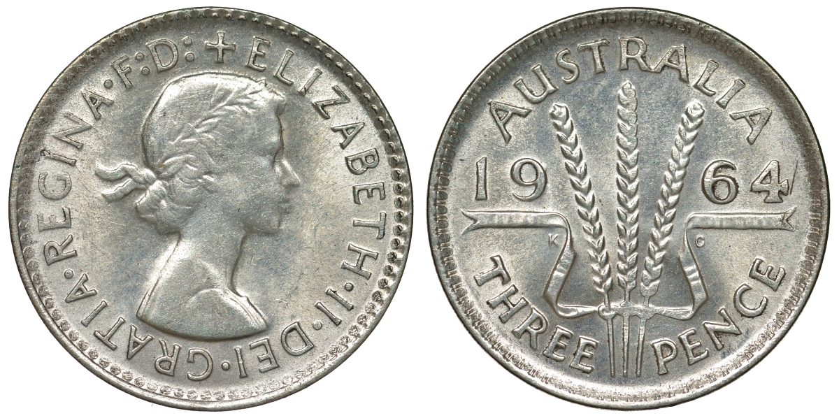 Австралия 3 пенса 1964 Елизавета II (1952-2022) KM 57 серебро 71-961