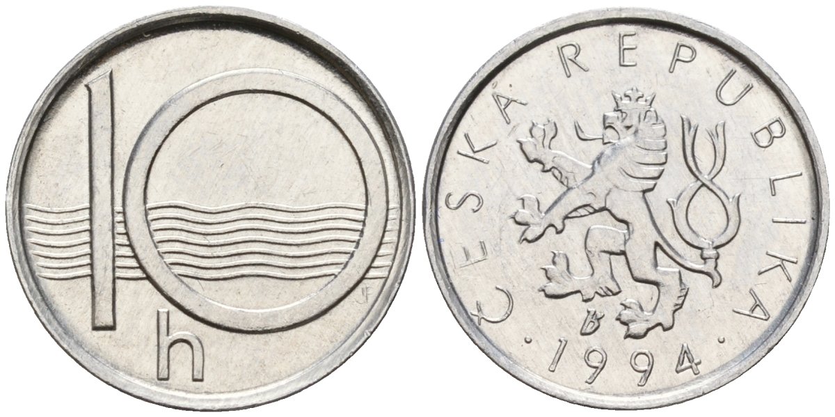 Чехия 10 геллеров 1994 KM 6 алюминий 4152-765