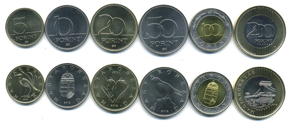 ВЕНГРИЯ НАБОР ИЗ 6 МОНЕТ 2012 2 МОНЕТЫ БИМЕТАЛЛ UNC N2-61