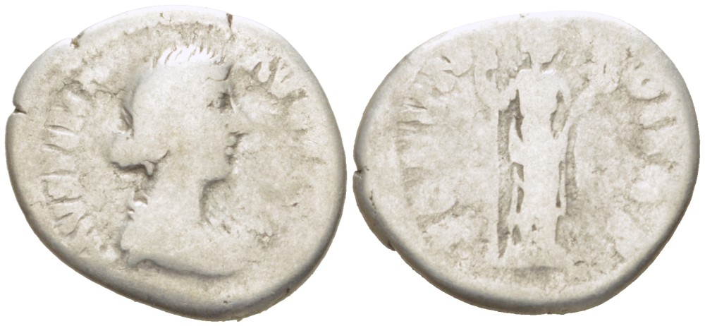 Римская Империя денарий 147 - 176 Фаустина Младшая, жена Марка Аврелия, FAVSTINA AVGVSTA, бюст императрицы / FECVNDITAS, Фекундитата, персонификация Плодовитости, Рим, fine RIC 677 серебро 1073-11-21