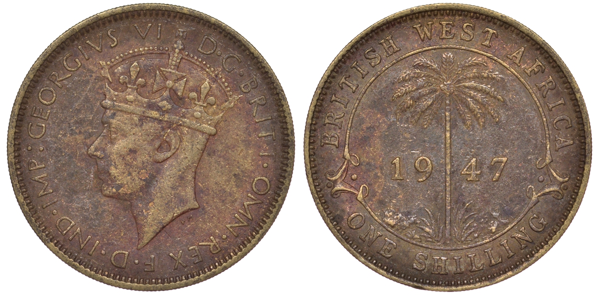 Британская Западная Африка 1 шиллинг 1947 Георг VI KM 23 никель латунь 25-1321