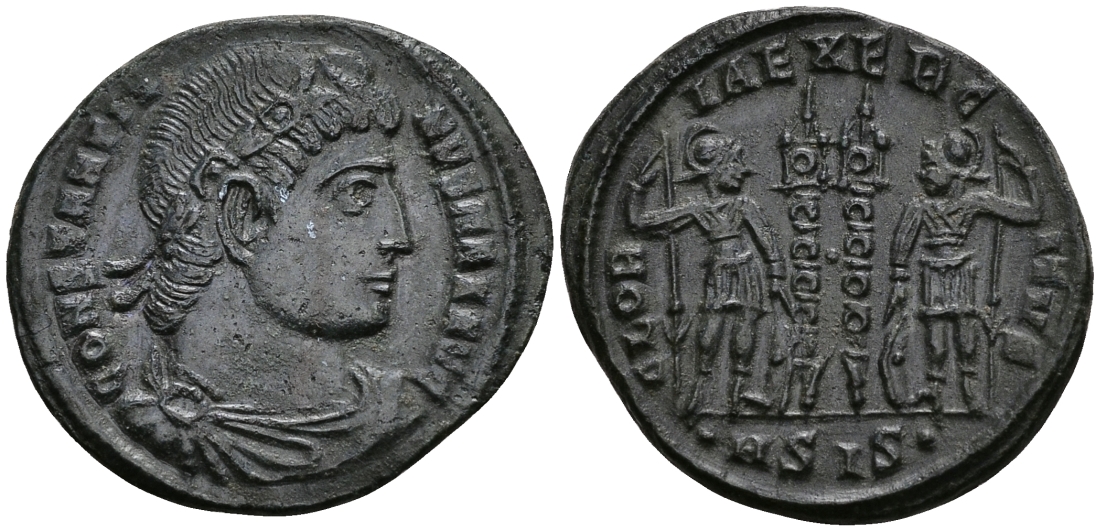 Римская Империя нуммий 334 - 335 Константин I Великий GLORIA EXERCITVS Сисция Extremely fine RIC 235 бронза 1073-3-1-1