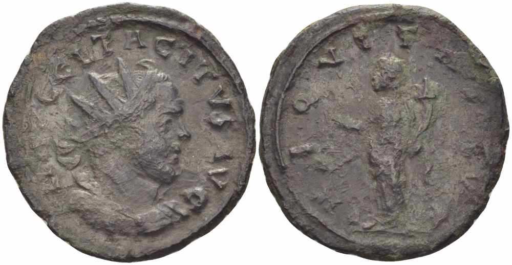 Римская Империя аврелианиан 275 Тацит AEQVITAS AVG Лугдун Very fine RIC 14 бронза 1073-16-116