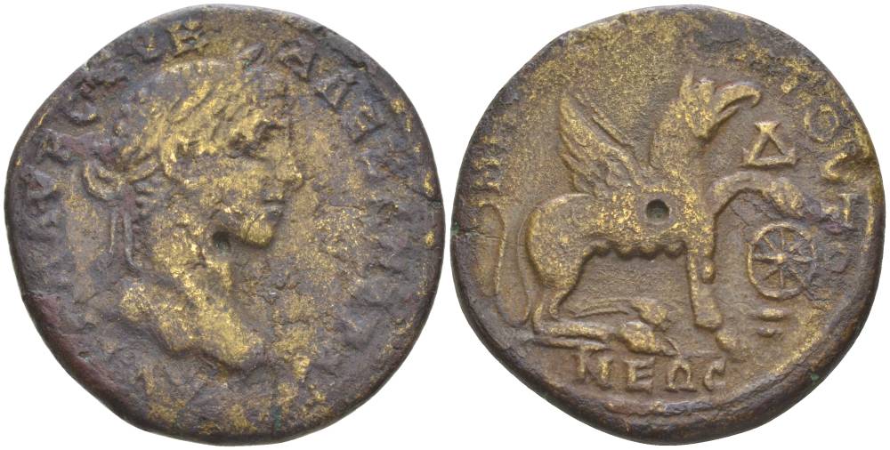 Римская Империя, Провинция Верхняя Мезия, Томы тетрассарий 222 - 235 Александр Север, бюст императора / грифон, 7,64 гр, rare Varbanov 5335 бронза 1073-22-53