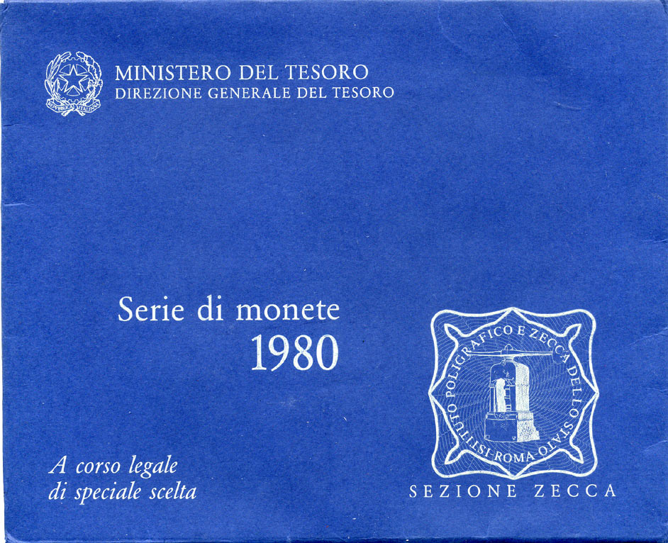 Италия набор из 11 монет, включая 500 и 1000 лир 1980 в запайке, с сертификатом, в конверте KM MS5 (KM 91-94, 95.1, 96.1, 97.2, 98, 105, 107) UNC 00-00