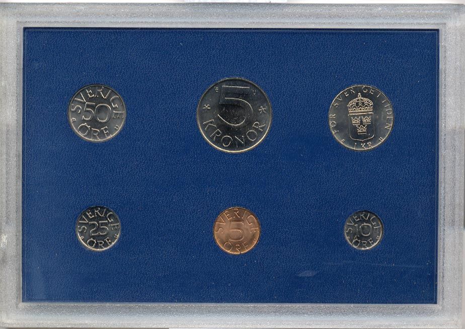 Швеция набор из 6 монет 1981 официальный набор монетного двора, Карл XVI Густав (1973- ) KM MS20 UNC 2-4-1-36