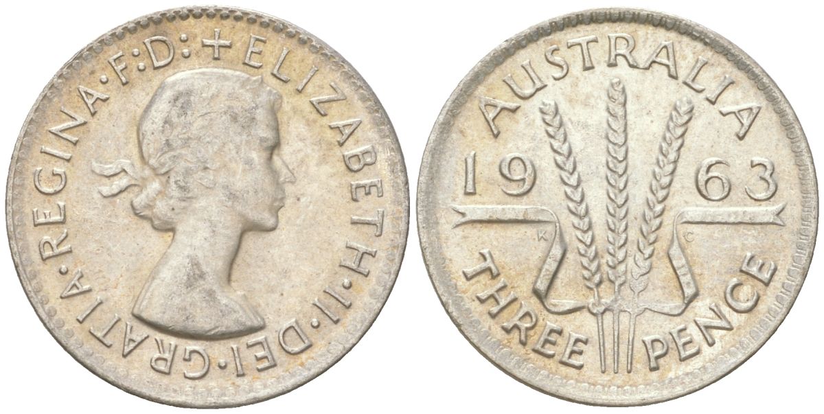 Австралия 3 пенса 1963 Елизавета II (1952-2022) KM 57 серебро 4623-126