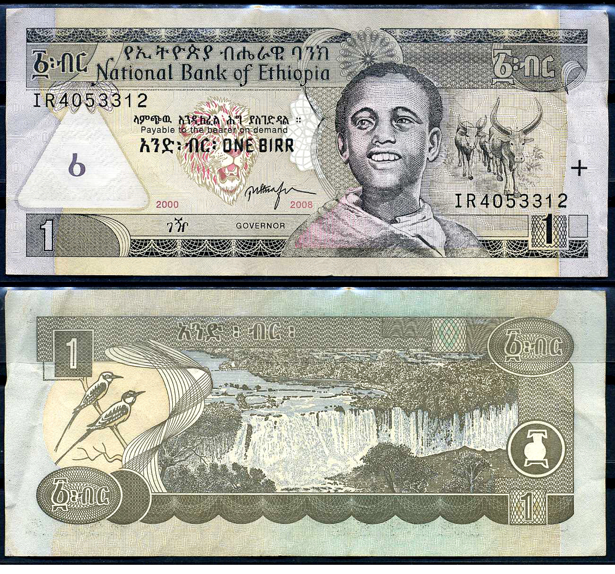 Эфиопия 1 быр ED 2000 AD 2008 Pick 46 e бумага 8592-8-3-2