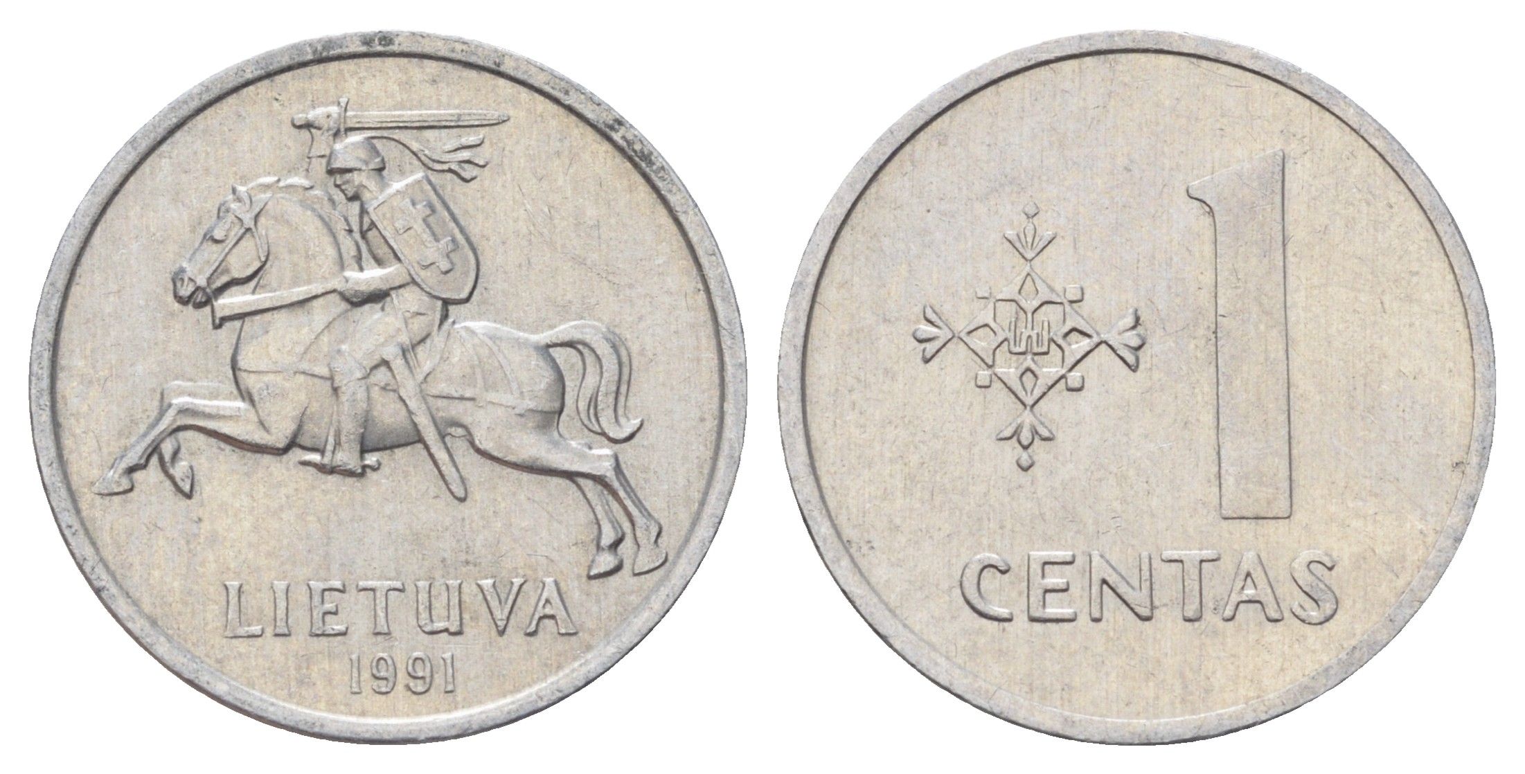 Литва 1 цент (сент) 1991 год-тип KM 85 алюминий 4682-154