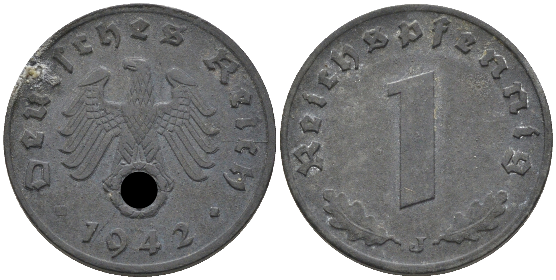 Германия 1 рейхспфенниг 1942 J KM 97, J. 369 цинк 4594-1265
