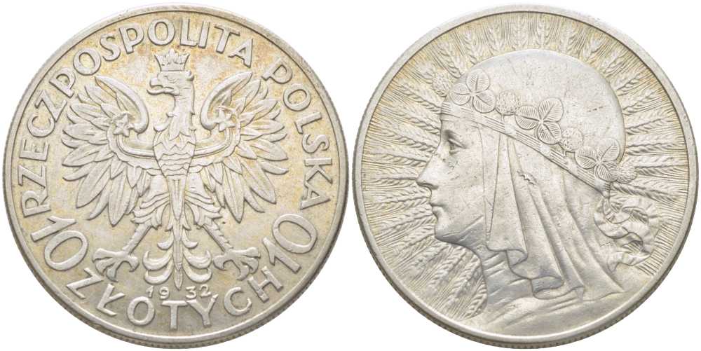 Польша 10 злотых 1932 королева Ядвига, монетный двор Лондон KM 22 серебро 5010-1041