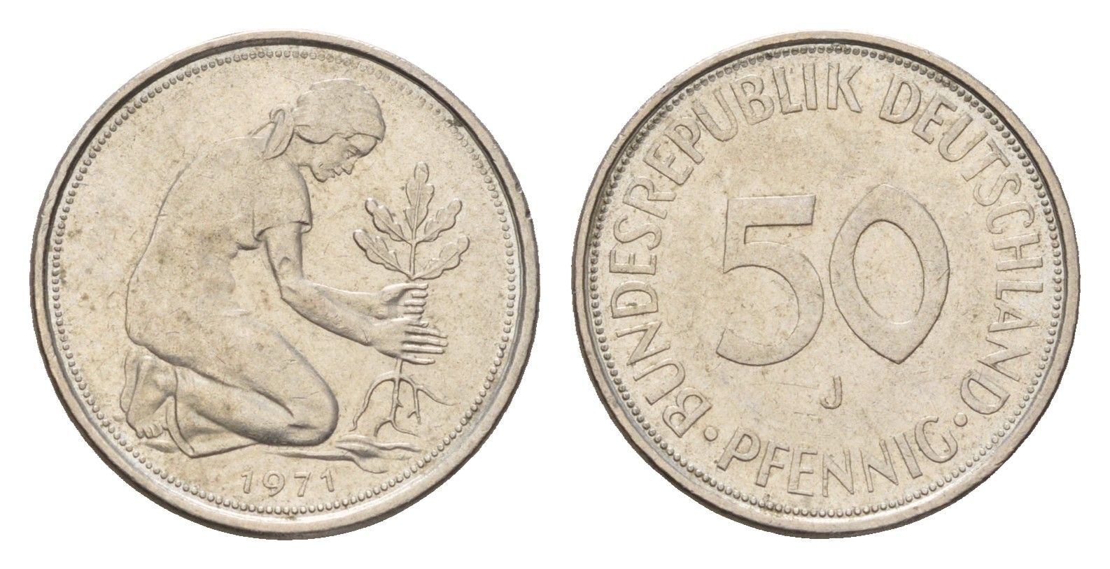 ФРГ 50 пфеннигов 1971 J KM 109, J. 384 медно-никель 4621-128