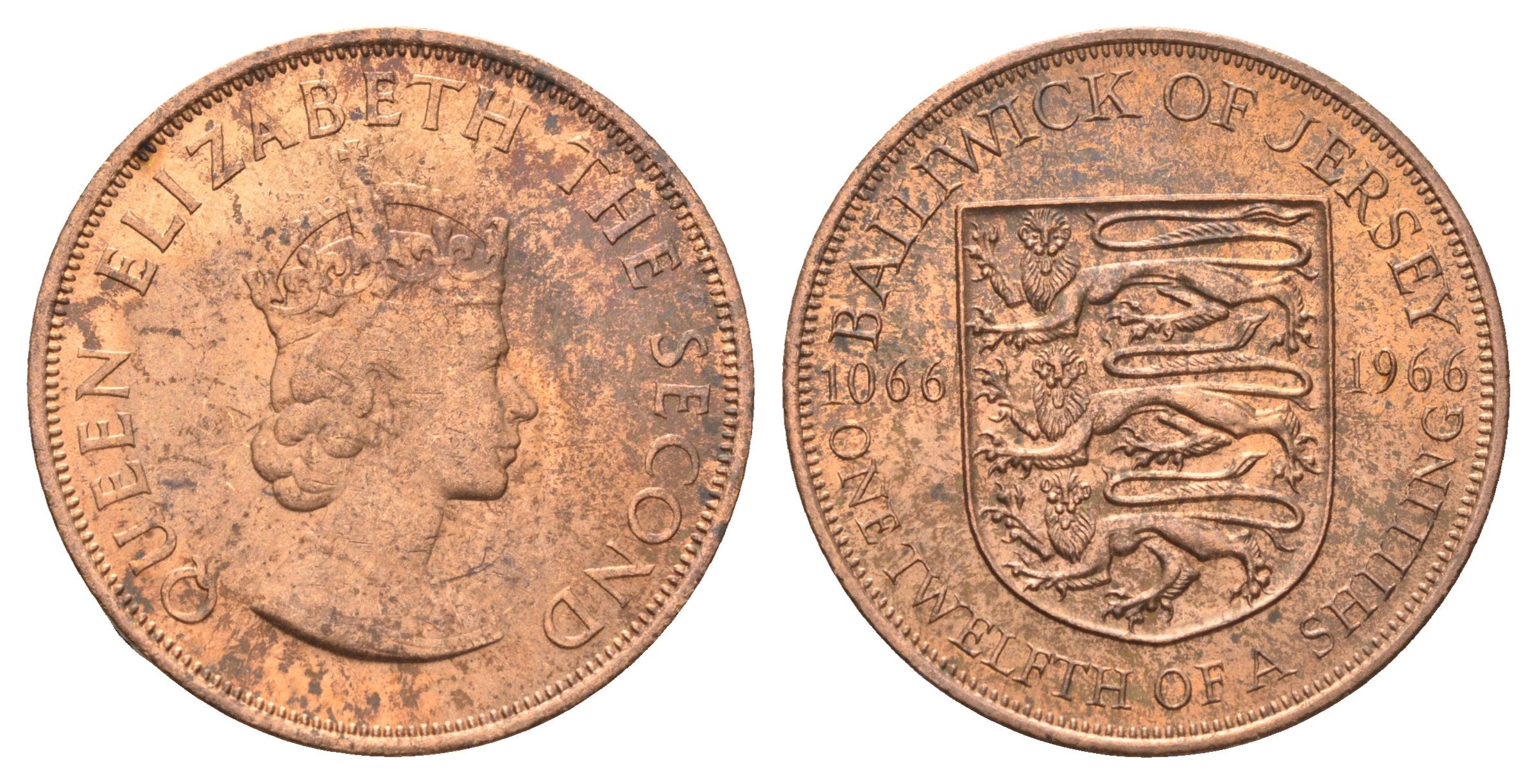 Джерси 1/12 шиллинга 1966 900 лет битве при Гастингсе KM 26 бронза aUNC 4661-113