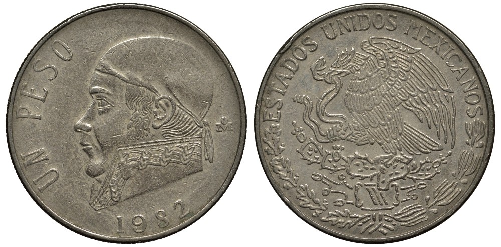 Мексика 1 песо 1982 Хосе Мария Морелос KM 460 медно-никель 3855-841
